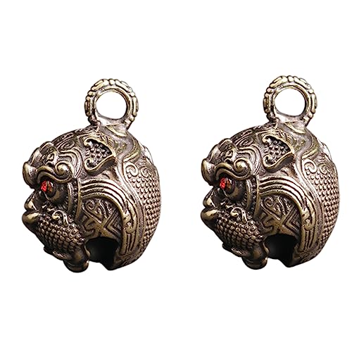 Healvian 2 Stück Retro Schlüsselring Anhänger Messing mit Diamantverzierung Antike Glücksbringer für Home Adornment und Schlüsselbund Dekorativer Schlüsselanhänger von Healvian