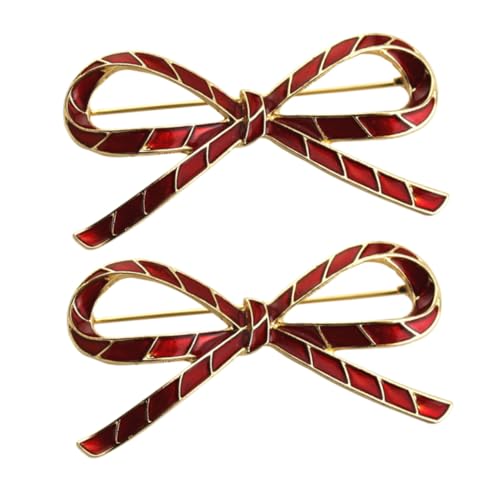 Healvian 2 Stück Rote Brosche aus Zinklegierung Schleifen Brosche für Kleidung Langlebiges Design für Party Hochzeit Weihnachten und Festliche Anlässe von Healvian