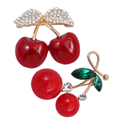 Healvian 2 Stück Rote broschen aus Langlebiger Legierung Modische Anstecknadeln mit Funkelnden Details Leichte Schmuck accessoires für Kleidung Taschen Hemden Unisex Niedlicher Kawaii von Healvian