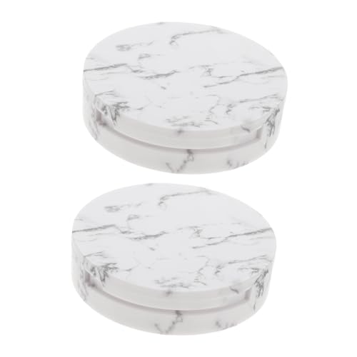 Healvian 2 Stück Runde Marmor puderdosen Doppellagig Kompakt Kosmetikbehälter für Foundation Lidschatten Make up Aufbewahrungstasche für Frauen Freundin Geschenk von Healvian