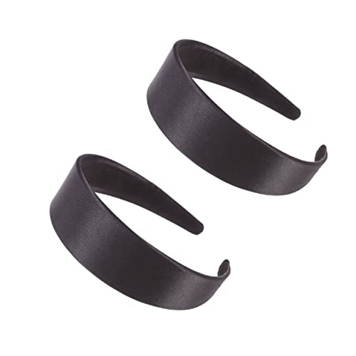 Healvian 2stücke Schwarzes Stirnband Breiter Haarreifen Für Damen Einfarbiges Haarband Eleganter Kopfschmuck Originelles Stirnband Für Party Und Alltag von Healvian