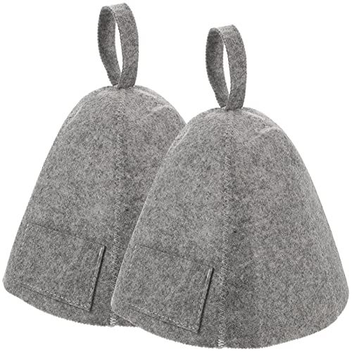 Healvian 2 Stück Saunahut Filz Badekappe Sauna Mütze Weich Und Atmungsaktiv Wollfilzhüte Duschhaube Filz Saunakappe für Damen Und Herren von Healvian