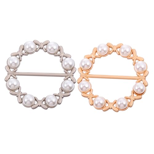 Healvian 2 Stück Schalring mit Kunstperlen Langlebige Seidenschal Klammer Eleganter Schalclip zur Dekoration und Fixierung Vielseitiges Damen Accessoire für Kleidung und Tücher von Healvian