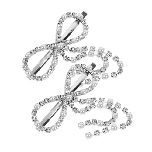 Healvian 2 Stück Schleife Haarnadel Schmetterling Bobby Rosa Mädchen verbeugen sich flechten gut Schleife Haarspangen kleine Haarspangen süße Strasssteine Silver von Healvian