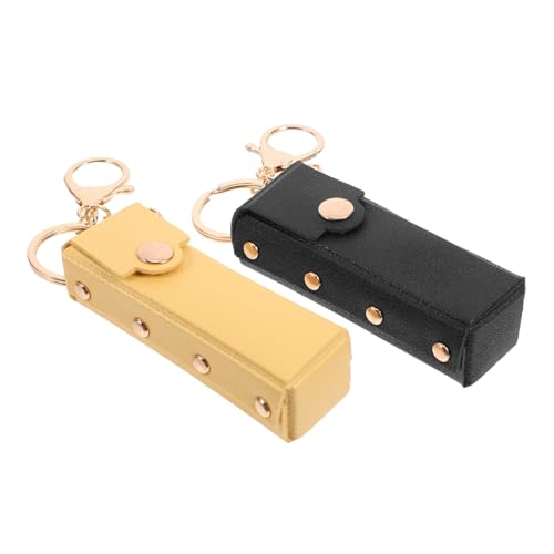 Healvian 2 Stück Schlüsselanhänger Lippenstifthalter Tragbarer Lippenstift Organizer Kompakte Kosmetiktasche Für Damen Für Reisen Schwarz Gelb von Healvian