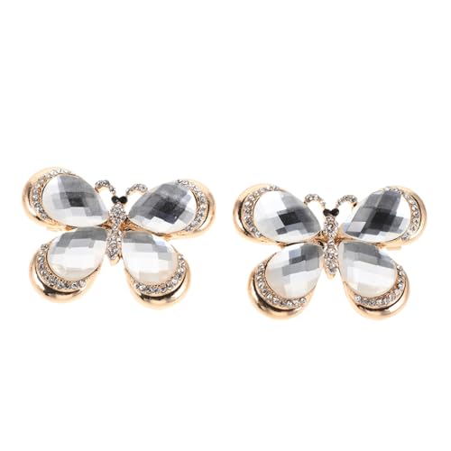 Healvian 2 Stück Schmetterling Brosche mit Strass Vintage Glas Pin Elegante Anstecknadel für Damen Mantel Kleid Schal Hut Accessoire Hochzeit Festliche Dekoration von Healvian