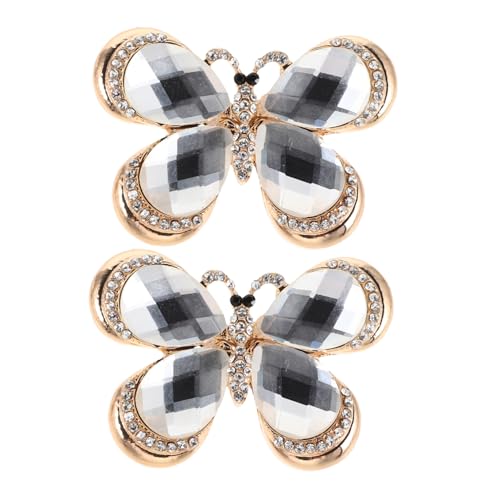 Healvian 2 Stück Schmetterling Strass Broschen Vintage Legierung Anstecknadeln Funkelnde Pins für Damen Elegante Schmuckstücke für Anzug Mantel Schal Hochzeit Alltag von Healvian