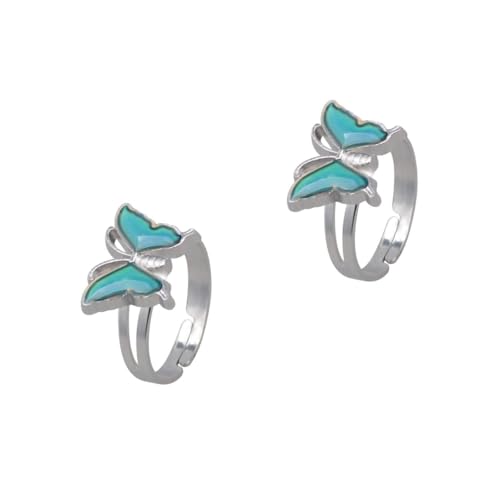 Healvian 2 Stück Schmetterlings Farbwechselring Stimmungsringe Der Ring Modischer Knöchelring Knöcheldekoration Damen Fingerringe Thermochromer Ring Dekorativer Fingerring Healvian 2 Stück Schmetterlings Farbwechselring Stimmungsringe Der Ring Modischer Knöchelring Knöcheldekoration Damen Fingerringe Thermochromer Ring Dekorativer Fingerring von Healvian