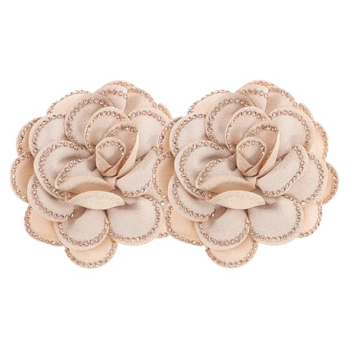 Healvian 2 Stück Schuhblumenschmuck hochzeitsschuhe ausgefallene Haarspangen für Frauen High-Heels-Schuhzubehör Halloween-Schuhclip Haarspange mit weißer Blume Schuhezubehör Stoff Coffee von Healvian