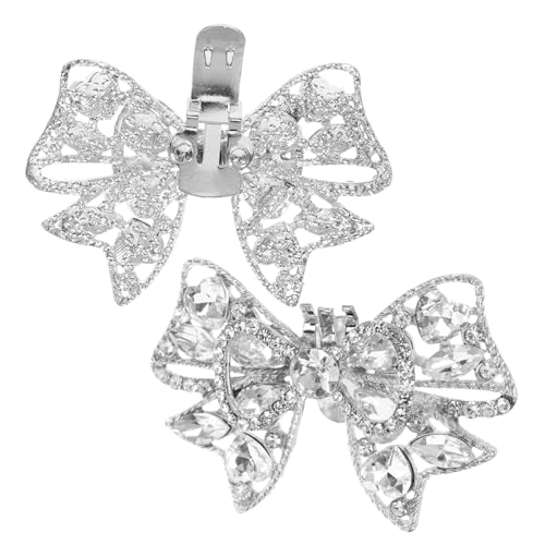 Healvian 2 Stück Schuhclips Schleifen Design mit Abnehmbarem Strassbesatz Schuhschmuck für Damen Hochzeit Party Schuhdekoration aus Zinklegierung Teiliges für High Heels und Flats von Healvian