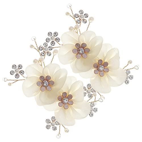 Healvian 2 Stück Schuhclips für Hochzeiten Perlen Blumenverzierung Abnehmbare Schuhschmuck Accessoires für Damen für Partys Feiern Besondere Anlässe von Healvian