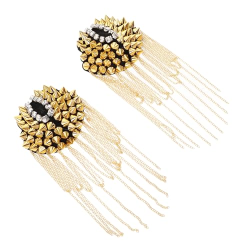 Healvian 2stücke Schulterepauletten Mit Quaste Nieten Und Kette Vintage Epaulette Für Uniform Zeremonie Und Kleidungszubehör Robuste Materialien Und Modisch von Healvian