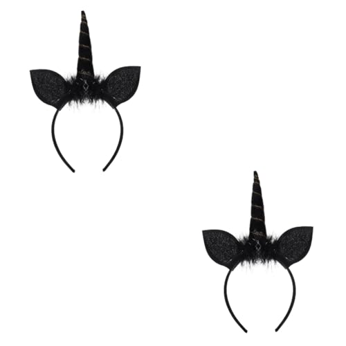 Healvian 2 Stück Schwarzes Einhorn Haarreif Party Kopfschmuck Cosplay Performance Haarschmuck Leicht und Rutschfest für Mädchen Festliche Dekoration von Healvian