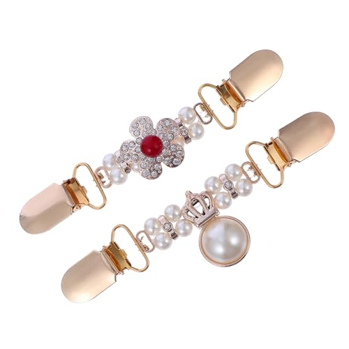 Healvian 2 Stück Set Strickjacken Clips Langlebiger Legierung mit Modischem Perlen und Strass Design Einsetzbar als Schal und Cardigan Verschluss Schonend zu Kleidung von Healvian