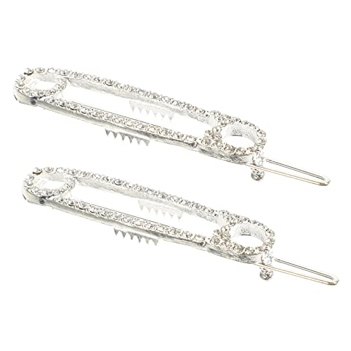 Healvian 2 Stück Sicherheitsnadel Haarklammern mit Strasssteinen Leichte Haarklammern für Mädchen Vielseitige Komfortable Haarspangen in Silber Fester für Kreative Frisuren von Healvian