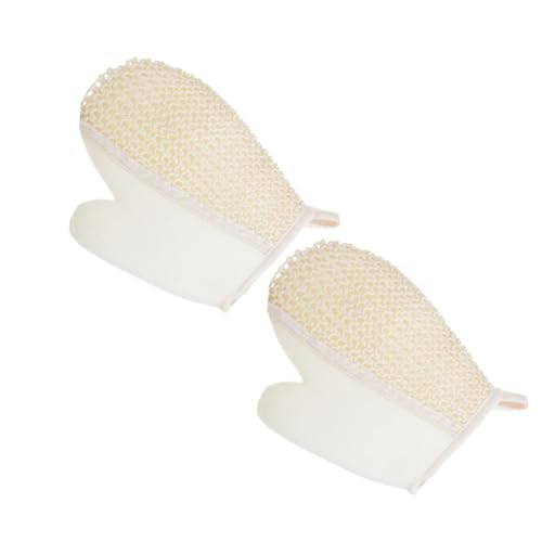 Healvian 2 Stück Sisal-luffa-badehandschuhe Für Körperpeeling Spa-pool Duschhandschuhe Für Kinder Und Erwachsene Weiche Baumwoll-reinigungshandschuhe Reisegröße von Healvian