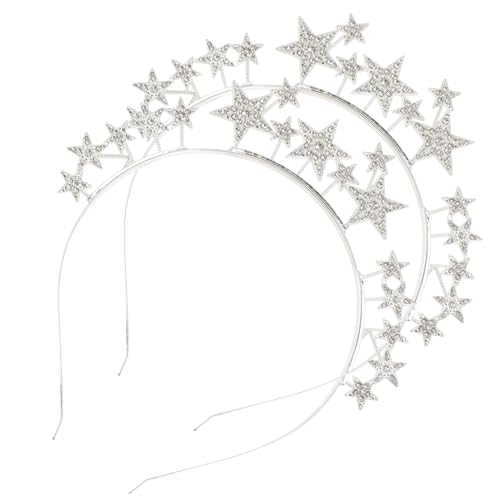 Healvian 2 Stück Stern Haarreif Glitzer Haarband Metallrahmen Leichtes Geburtstags Kopfschmuck Mädchen Haarschmuck Festliche Dekoration von Healvian