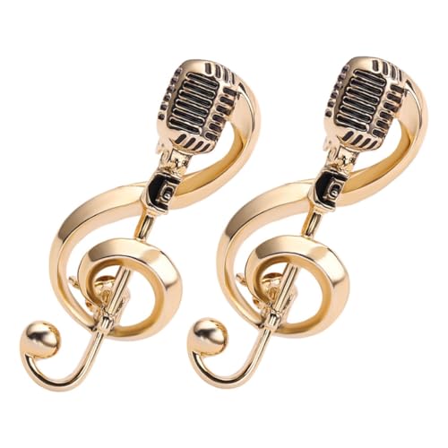 Healvian 2 Stück Stilvolle Retro Musikbrosche Set aus Langlebiger mit Mikrofon Musiknoten design Modische Anstecknadeln für Damen und Herren Vielseitige Kleidungsschmuck Accessoires von Healvian