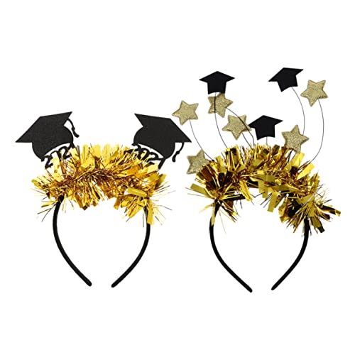 Healvian 2stücke Graduation Haarreifen Mit Doktorhut Design Haarschmuck Accessoires Für Abschlussfeiern Unisex Geeignet Für Erwachsene Und Schwarz von Healvian