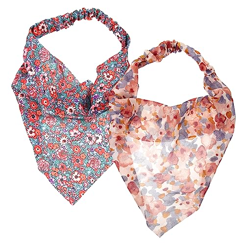 Healvian 2stücke Blumen-kopftuch Dreieckiges Haartuch Elastische Stirnbänder Für Damen Haarschal Mit Blumenmotive Atmungsaktiv Leicht Und Bequem Für Alltag Und Bühnenauftritte von Healvian