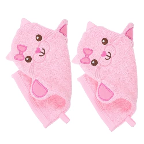 Healvian 2 Stück Teiliges Badehandschuh Niedliche Cartoon Katzenform Weiche Leichte Waschlappen für Sanfte Hautreinigung und Massage Schnell Trocknend für Junge Mädchen und Kleinkinder von Healvian