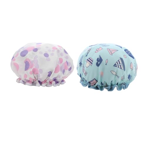 Healvian 2 Stück Teiliges Damen Duschhauben EVA Bedruckt Doppellagig Haarhaube für Dusche und Bad Langlebig Elastisch Geeignet für Frauen Alltag und Reisen von Healvian