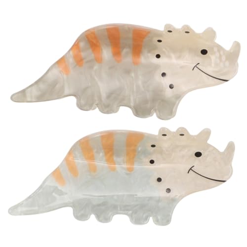 Healvian 2 Stück Teiliges Dinosaurier Haarspangen aus Acryl Leichte Rutschfeste Ponytail und Bun Claws für Frauen und Mädchen Farbenfrohe Stylische Animal Shape Clips für Alltag Büro und von Healvian