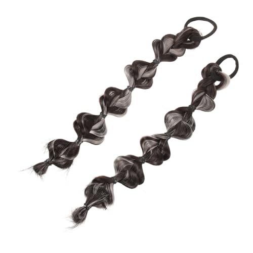 Healvian 2 Stück Teiliges Geflochtenes Bubble ponytail Hitzebeständigem Seidenhaar Natürliche Optik mit Haarband zum Einfachen Tragen Modische Haarverlängerung für Frauen und Teens von Healvian