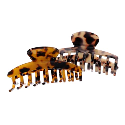 Healvian 2 Stück Teiliges Große Leoparden Haarklammern aus Acryl Rutschfeste Haarspangen für Dickes und Langes Haar Modische Haarklammer Clips für Frauen und Mädchen Eleganter Haarschmuck von Healvian