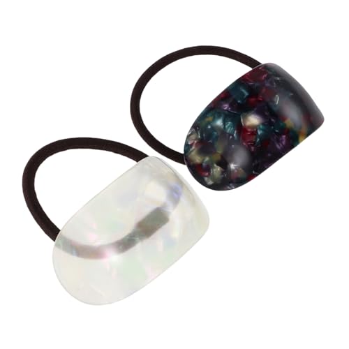 Healvian 2 Stück Teiliges Haargummi mit Gebogener Acetatstruktur Elastische Farbenfrohe Haarbänder für Damen Vielseitige Ponytail Ringe für Sicheren und Frisuren im Alltag Partys von Healvian