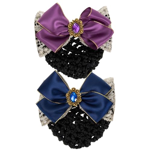 Healvian 2 Stück Teiliges Haarnetz mit Schleifen dekor Eleganter Haarschmuck für Damen Professioneller Haarknoten halter für Flugbegleiterinnen Krankenschwestern und Servicepersonal von Healvian