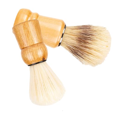 Healvian 2 Stück Teiliges Herren Bartbürste aus Holzgriff und Nylonborsten Rasierpinsel für Reichhaltigen Schaum und Sanfte Rasur für Zuhause Reise Salon von Healvian