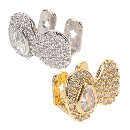 Healvian 2 Stück Teiliges Hip-hop Zahnschmuck mit Wassertröpfchen-zirkonia Gold Silber Zahnkappen Auffälliger Zahnschmuck für Rapper Bequemer Sitz für Partys und Cosplay von Healvian