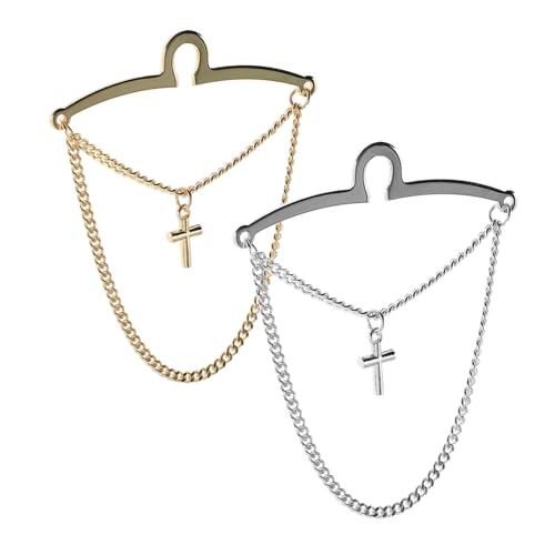 Healvian 2 Stück Teiliges Krawattenketten Modischem Kreuzdesign Robuste Metall-kragenclips Stilvolle Herren-accessoires für Anzug Business Hochzeit und Formelle Anlässe von Healvian