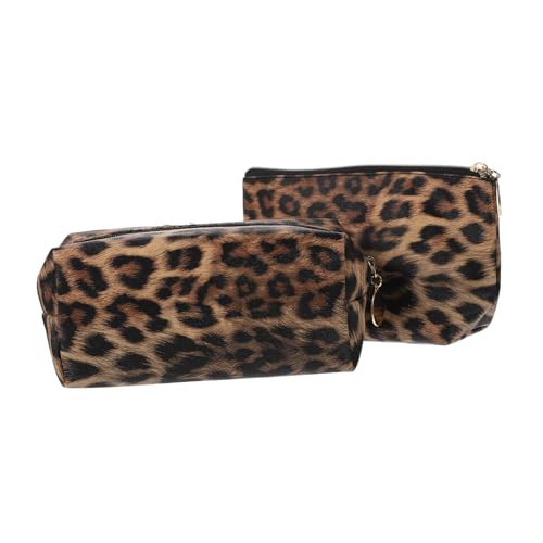 Healvian 2 Stück Teiliges Leopardenmuster Kosmetiktaschen Tragbare Reise Make Up Taschen Multifunktionale Toilettenartikel Organizer Praktisch für Damen Unterwegs von Healvian