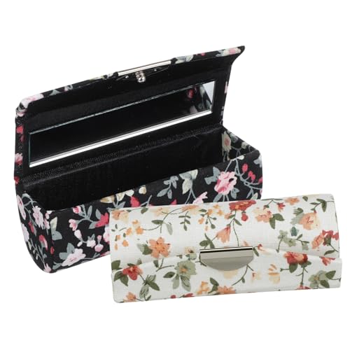 Healvian 2 Stück Teiliges Lippenstift Etui Vintage Muster Tragbarer Lippenstift Organizer und Lipgloss Halter Kompakte Make Up Aufbewahrung für Damen für Reisen und Alltag von Healvian