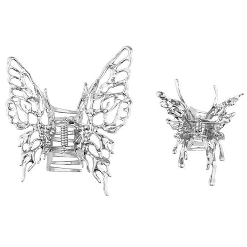 Healvian 2 Stück Teiliges Metall Schmetterling Haarspangen Silber Haarklammern für Dünnes Haar Rutschfest Flexibel Alltag und Fest Haarschmuck Damen Mädchen von Healvian