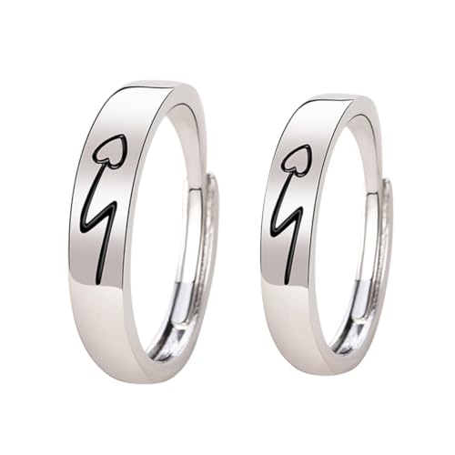 Healvian 2 Stück Teiliges Paarringe Offen Verstellbar Kupfer Herz Design Langlebig für Damen Herren als Liebesgeschenk Valentinstag Schmuck von Healvian