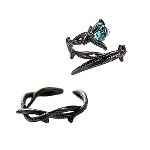 Healvian 2 Stück Teiliges Ring mit Kreativem Dorn Rosen Verstellbarer Offener Fingerring Dekorativer Zierlicher Schmuck für Damen und Herren Langlebig und Modisch von Healvian