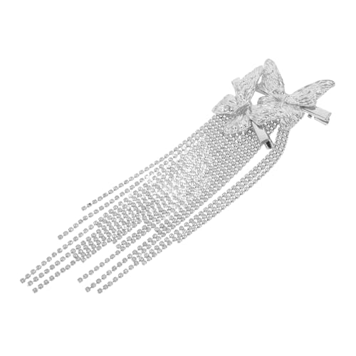 Healvian 2 Stück Teiliges Schimmernde Schmetterling Haarclips mit Strass Quasten Alligator Haarklammern für Frauen Mädchen Dekorative Haarspangen für Hochzeit Party Alltag Silberfarben von Healvian