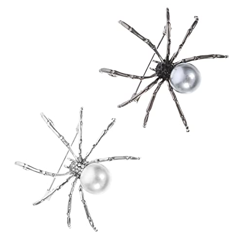 Healvian 2 Stück Teiliges Spinnen Broschen mit Perlen Kreative Spinnen Anstecker aus Legierung Halloween Broschen für Damen und Mädchen Vielseitiges Accessoire für Kleidung Taschen Hüte von Healvian