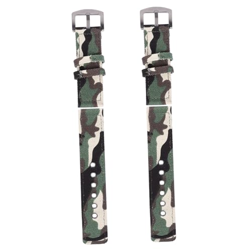Healvian 2 Stück Teiliges Uhrenarmband aus Grünem Camouflage Nylon und Canvas Atmungsaktiver Langlebiger Ersatz für Herren und Damen Uhren Leicht zu Montieren Stylisches Design von Healvian