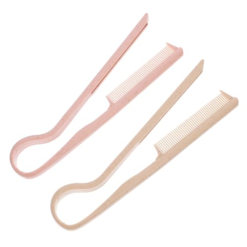 Healvian 2 Stück Teiliges V Förmiges Haarstyling aus Kunststoff Haarglätterkamm für Frauen Schnelles Glätten Knotenentwirrer Beige Zeitsparendes Haarpflegewerkzeug von Healvian