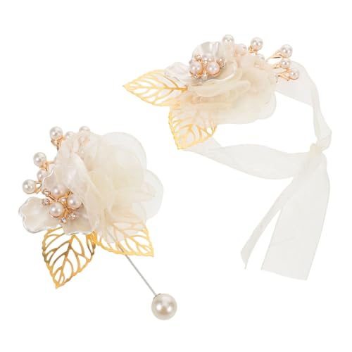 Healvian 2 Stück Teiliges Verstellbare Rosen-handgelenksblumen Corsage und Boutonniere für Hochzeit Braut Bräutigam und Brautjungfern Komfortabel Leicht für Hochzeitsfeier und Zeremonie von Healvian