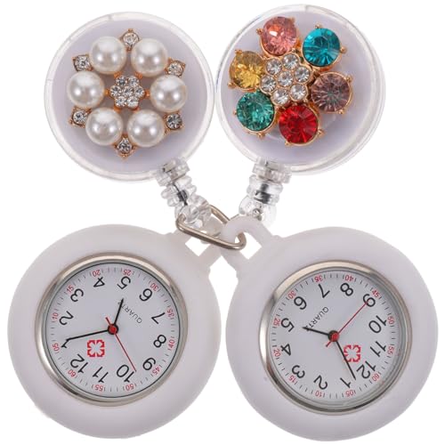 Healvian 2 Stück Tragbare Clip Uhr für Krankenschwestern Multifunktionale Taschenuhr Silikon für Medizinisches Personal und Pflegeexamen mit Praktischem Ansteckdesign von Healvian