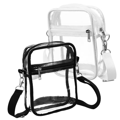 Healvian 2 Stück Transparente Crossbody Schultertaschen aus Robustem PVC mit Verstellbaren Gurten Geräumig Langlebig für Stadion Sportevents und Reisen Praktische Umhängetaschen für Damen von Healvian