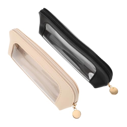 Healvian 2 Stück Transparente Kosmetiktasche Wasserdichtes PU Makeup Pinsel Organizer Leicht Tragbar Handlich Für Damen Reise Zuhause Makeup Pinsel Aufbewahrungstasche von Healvian