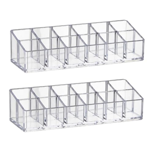 Healvian 2 Stück Transparente Lippenstifthalter Robuster Kosmetik Organizer mit Fächern Vielseitige Aufbewahrungsbox für Lipgloss Nagellack und Make Up für Schlafzimmer und Schminktisch von Healvian