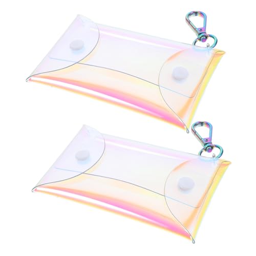 Healvian 2 Stück Transparente Mini Geldbörse Tragbare Münztasche mit Schlüsselring Kompakte Aufbewahrungstasche für Ohrhörer Kleingeld Schlüssel und Kosmetik Kleines Portemonnaie für Damen von Healvian
