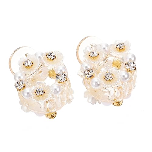 Healvian 2 Stück Transparente Schalen Haarspangen mit Perlen und Strass Blumen Haarclips für Damen für Partys und Hochzeiten von Healvian
